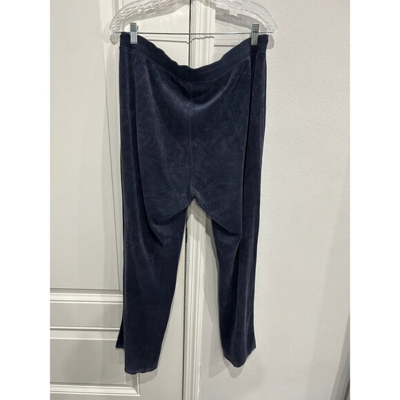 Two-Piece Navy Velour Zip-Up Tracksuit With High Collar Elastic Waist Sz M/L - Picture 10 of 16